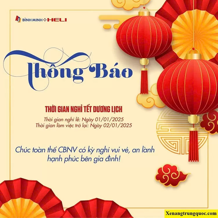 Công ty Xe Nâng Bình Minh thông báo lịch nghỉ tết dương lịch 2025
