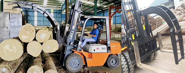 Xe nâng kẹp gỗ tròn